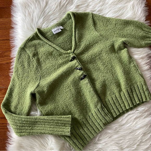Habitat Three Button Cardigan Green Sweater Size M/L Boho Cozy Long Sleeves - Picture 5 of 7